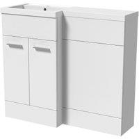 Wickes Geneva White L-Shaped Left Hand Freestanding Vanity & Toilet Pan Unit with Basin - 1000 x 1000mm