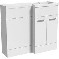 Wickes Geneva White L-Shaped Right Hand Freestanding Vanity & Toilet Pan Unit with Basin - 1100 x 1000mm