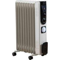 Fine Elements 9 Fin Oil Filled Radiator with Timer - White