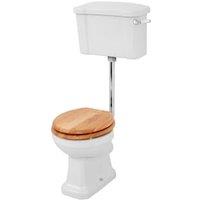 Wickes Oxford Traditional Low Level Toilet Pan, Cistern & Oak Soft Close Seat
