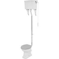 Wickes Oxford Traditional High Level Toilet Pan, Cistern & Grey Soft Close Seat