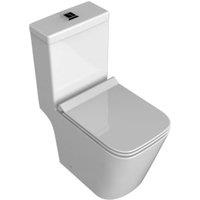 Wickes Meleti Easy Clean Close Coupled Open Back Toilet Pan, Cistern & Soft Close Slim Seat - 815 x 350mm