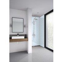 Mermaid Blue Florals Acrylic 2 Sided Shower Panel Kit - 900 x 900mm