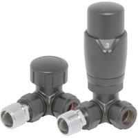Towelrads Corner Thermostatic Radiator Valve & Lockshield Set - Anthracite