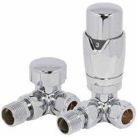 Towelrads 105mm x 65mm Round Corner Thermostatic Radiator Valve & Lockshield Valves - Chrome