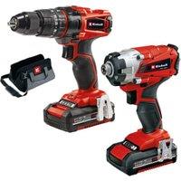 Einhell Power X-Change 18V Cordless Combi Drill & Impact Driver Twin Pack 2 x 2.0Ah