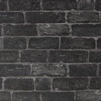 Superfresco House Charcoal Grey Brick Wallpaper - 10m