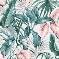 Superfresco Easy Leaves Exotique Light Grey & Pink Wallpaper 10m