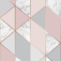 Sublime Marble Geometric Pink Wallpaper 10m