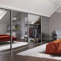 Spacepro Heritage Loft Sliding Door Silver Frame Mirror 914mm