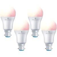 4lite WiZ Connected LED SMART B22 Light Bulbs - White & Colour - Pack of 4