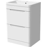 Wickes Malmo Gloss White J Pull Freestanding Vanity Unit & Basin - 967 x 600mm