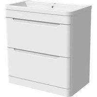 Wickes Malmo Gloss White J Pull Freestanding Vanity Unit & Basin - 967 x 800mm