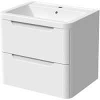 Wickes Malmo Gloss White J Pull Wall Hung Vanity Unit - 657 x 600mm