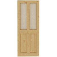 Wickes Chester 4 Panel Knotty Pine Glazed Door - 1981 x 838mm