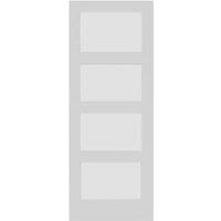 Wickes Marlow 4 Panel Shaker Glazed White Primed Solid Core Door - 1981 x 686mm