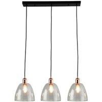 Saxby Grove Three Light LED Bar Pendant - Clear Glass, Polished Copper & Matt Black