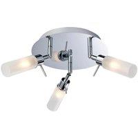 Saxby IP44 Perle Bathroom 3 Light Plate LED Spotlight - Chrome with Opal Polycarbonate Shades