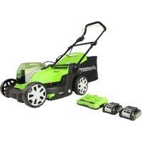 Greenworks Cordless Lawn Mower with 2 x Batteries & Charger - 41cm