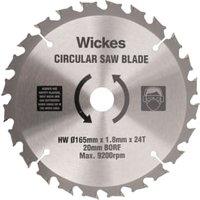 Wickes 24 Teeth Coarse Cut Tct Circular Saw Blade - 165mm x 20mm