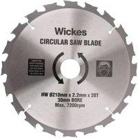 Wickes 20 Teeth Circular Saw Blade - 210mm x 30mm
