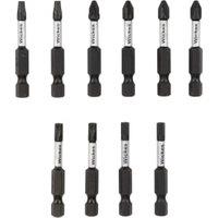 Wickes Mixed Impact 10 Piece Screwdriver Bit Set - 50mm