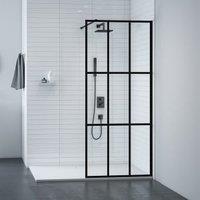 Nexa By Merlyn Hoxton 8mm Black Grid Frameless Wet Room Shower Screen with 1m Bracing Bar - 900mm