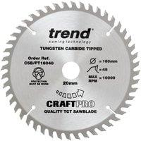 Trend CSB/16048 48 Teeth Fine Cut Craft Plunge or Circular Saw Blade - 160 x 20mm