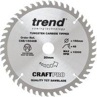 Trend CSB/16548B 48 Teeth Fine Cut Craft Plunge or Circular Saw Blade - 165 x 20mm