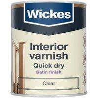 Wickes Quick Dry Interior Satin Varnish - Clear - 750ml