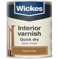 Wickes Quick Dry Interior Satin Varnish - Natural Oak - 750ml