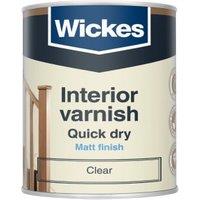 Wickes Quick Dry Interior Matt Varnish - Clear - 750ml