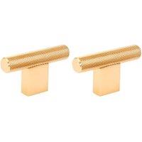 Wickes T-Bar Polished Brass Cabinet Knob - 60mm - Pack of 2