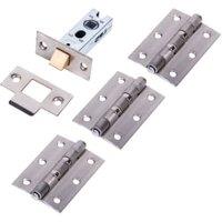 Wickes Heavy Duty Hinge & Latch Pack - Satin Nickel