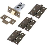 Wickes Heavy Duty Hinge & Latch Pack - Antique Brass