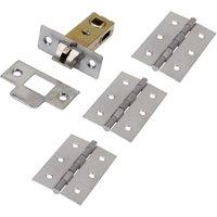 Wickes Light Duty Hinge & Latch Pack - Polished Chrome