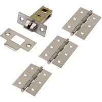 Wickes Light Duty Hinge & Latch Pack - Satin Nickel