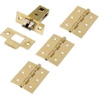 Wickes Light Duty Hinge & Latch Pack - Polished Brass