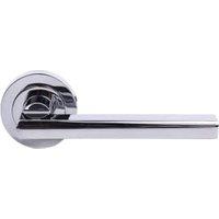 Milan Polished Chrome Round Rose Door Handle - 1 Pair