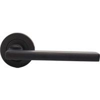 Milan Matt Black Round Rose Door Handle - 1 Pair
