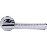 London Polished Chrome Round Rose Door Handle - 1 Pair