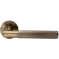 London Antique Brass Round Rose Door Handle - 1 Pair
