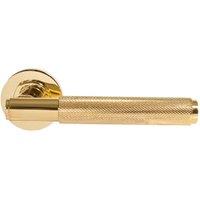 London Polished Brass Round Rose Door Handle - 1 Pair