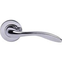 Venice Polished Chrome Round Rose Door Handle - 1 Pair