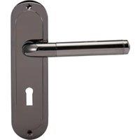 Madrid Black Nickel Lock Door Handle - 1 Pair