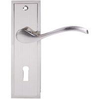 Lisbon Satin Nickel Lock Door Handle - 1 Pair