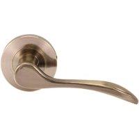 Paris Antique Brass Round Rose Door Handle - 1 Pair