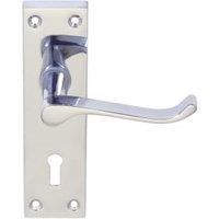 Victorian Scroll Chrome Lock Door Handle - 1 Pair