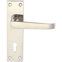 Victorian Straight Chrome Lock Door Handle - 1 Pair