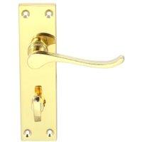 Victorian Scroll Polished Brass Bathroom Door Handle - 1 Pair